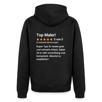 Top Maler - Unisex Premium Bio Zip Hoodie - Schwarz - Hinten - Nico (187cm)