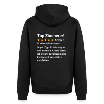 Top Zimmerer - Unisex Premium Bio Zip Hoodie - Schwarz - Hinten - Nico (187cm)