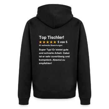 Top Tischler - Unisex Premium Bio Zip Hoodie - Schwarz - Hinten - Nico (187cm)