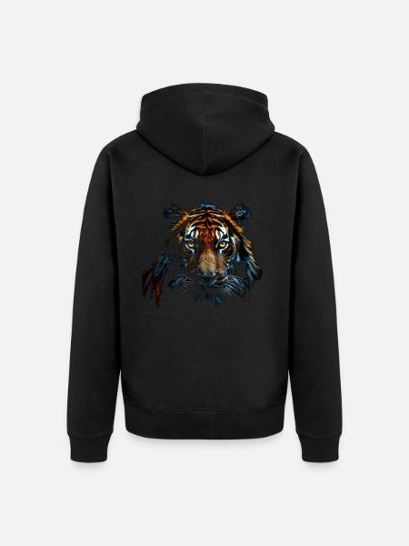Tiger Face - Unisex Premium Organic Zip Hoodie - black