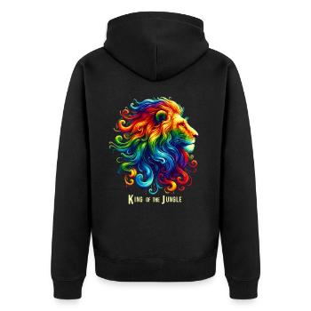 Lion Head Rainbow - Unisex Premium Organic Zip Hoodie - black - Back - Nico (187cm)