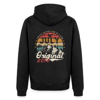 July 2016 | Original Birthday July 2016 - Unisex Premium Organic Zip Hoodie - black - Back - Nico (187cm)