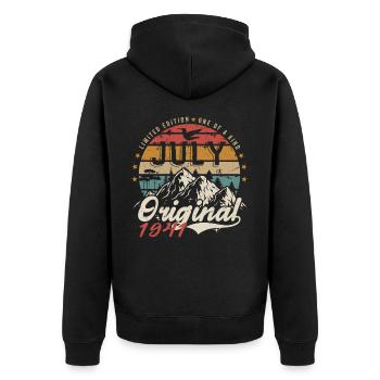 Juli 1941 | Ursprünglicher Geburtstag Juli 1941 - Unisex Premium Bio Zip Hoodie - Schwarz - Hinten - Nico (187cm)