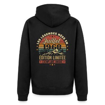 Juli 1968 Vintage Geburtstag 1968 Juli - Unisex Premium Bio Zip Hoodie - Schwarz - Hinten - Nico (187cm)