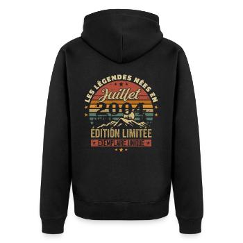 July 2004 Vintage Birthday 2004 July - Unisex Premium Organic Zip Hoodie - black - Back - Nico (187cm)