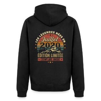 Juli 2020 Jahrgangs-Jubiläum 2020 Juli - Unisex Premium Bio Zip Hoodie - Schwarz - Hinten - Nico (187cm)