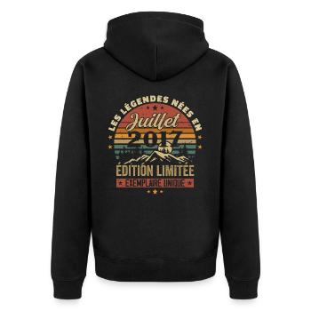 July 2017 Vintage Anniversary 2017 July - Unisex Premium Organic Zip Hoodie - black - Back - Nico (187cm)