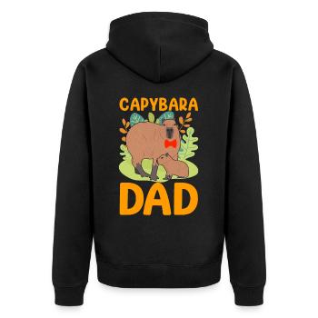 Capybara Papa Capy - Unisex Premium Organic Zip Hoodie - black - Back - Nico (187cm)