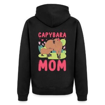 Capybara Mom Capy - Unisex Premium Organic Zip Hoodie - black - Back - Nico (187cm)