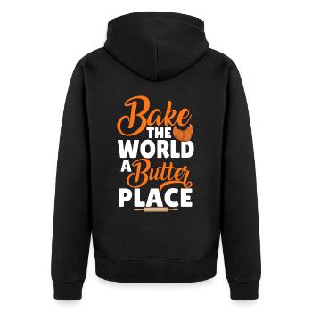 Bread Baking Bread Maker - Unisex Premium Organic Zip Hoodie - black - Back - Nico (187cm)