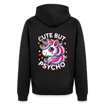 Licorne mignonne mais psychopathe adorable design kawaii - Veste à capuche bio Premium Unisexe - noir - Dos - Nico (187cm)