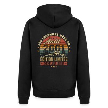 August 2001 Birthday Gift August 2001 August - Unisex Premium Organic Zip Hoodie - black - Back - Nico (187cm)