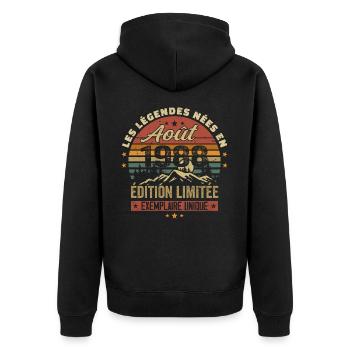 August 1988 Birthday Gift August 1988 August - Unisex Premium Organic Zip Hoodie - black - Back - Nico (187cm)