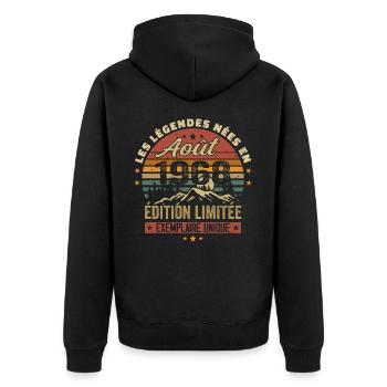 August 1968 Birthday Gift August 1968 August - Unisex Premium Organic Zip Hoodie - black - Back - Nico (187cm)