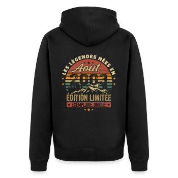 August 2003 Birthday Gift August 2003 August - Unisex Premium Organic Zip Hoodie - black - Back - Nico (187cm)