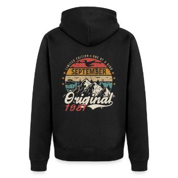 Retro 1981 September Vintage September 1981 Gift - Unisex Premium Organic Zip Hoodie - black - Back - Nico (187cm)