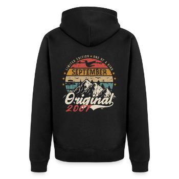 Retro Gift 2007 September Vintage September 2007 - Unisex Premium Organic Zip Hoodie - black - Back - Nico (187cm)
