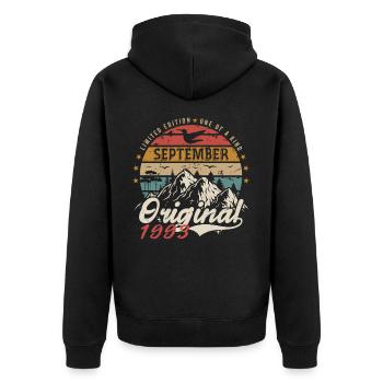 Retro Gift 1993 September Vintage September 1993 - Unisex Premium Organic Zip Hoodie - black - Back - Nico (187cm)