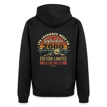 Retro 2000 - Legends born in September 2000 - Unisex Premium Organic Zip Hoodie - black - Back - Nico (187cm)