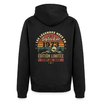 Retro 1973 - Legends born in September 1973 - Unisex Premium Organic Zip Hoodie - black - Back - Nico (187cm)
