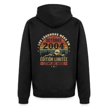 Born in October 2004 | Awesome since October 2004 - Unisex Premium Organic Zip Hoodie - black - Back - Nico (187cm)