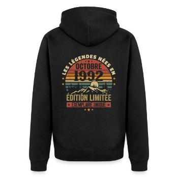 Born in October 1992 | Awesome since October 1992 - Unisex Premium Organic Zip Hoodie - black - Back - Nico (187cm)