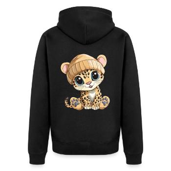 Léopard mignon mignon bébé enfants animal dessin animé - Veste à capuche bio Premium Unisexe - noir - Dos - Nico (187cm)
