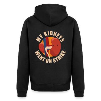 Meine Nieren streikten - Unisex Premium Bio Zip Hoodie - Schwarz - Hinten - Nico (187cm)