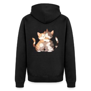 Cats, Love, Hug, Cuddle, Heart, Cute, Cute - Unisex Premium Organic Zip Hoodie - black - Back - Nico (187cm)
