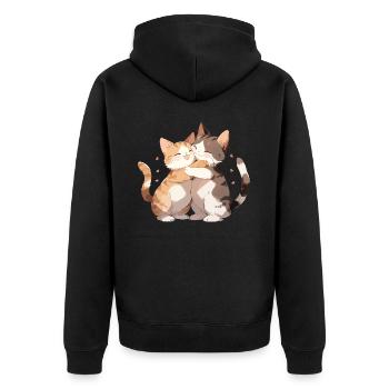 Cats, Love, Hug, Cuddle, Heart, Cute, Cute - Unisex Premium Organic Zip Hoodie - black - Back - Nico (187cm)