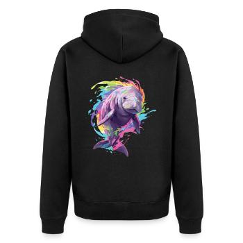 Dugong Vache à queue fourchue Lamantin Cochon d’Inde Sirenia - Veste à capuche bio Premium Unisexe - noir - Dos - Nico (187cm)