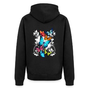 Butterfly Colorful Colorful Beautiful Art Nature - Unisex Premium Organic Zip Hoodie - black - Back - Nico (187cm)