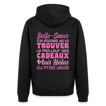 Ehefrau Beste Schwägerin Tolles Weihnachtsgeschenk - Unisex Premium Bio Zip Hoodie - Schwarz - Hinten - Nico (187cm)