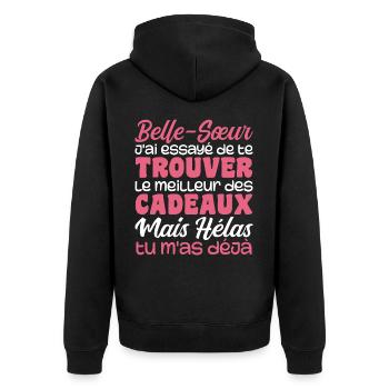 Ehefrau Beste Schwägerin Tolles Weihnachtsgeschenk - Unisex Premium Bio Zip Hoodie - Schwarz - Hinten - Nico (187cm)