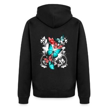 Butterfly Colorful Colorful Beautiful Art Nature - Unisex Premium Organic Zip Hoodie - black - Back - Nico (187cm)