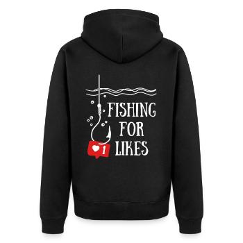 Fishing For Likes - Unisex Premium Organic Zip Hoodie - black - Back - Nico (187cm)