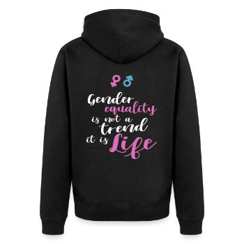 Gender Equality Not Trend It Is Life - Unisex Premium Organic Zip Hoodie - black - Back - Nico (187cm)