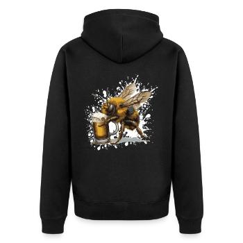 Bee Beer Funny - Unisex Premium Organic Zip Hoodie - black - Back - Nico (187cm)