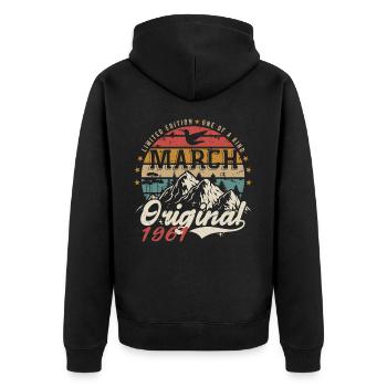 Awesome Since March 1961 | Birthday March 1961 - Unisex Premium Organic Zip Hoodie - black - Back - Nico (187cm)