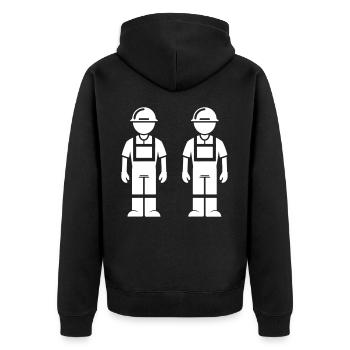 Construction Worker Team - Unisex Premium Organic Zip Hoodie - black - Back - Nico (187cm)