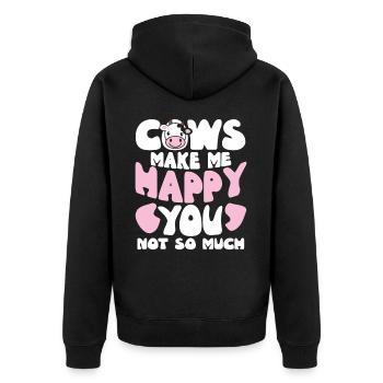 Cows Make Me Happy - Unisex Premium Organic Zip Hoodie - black - Back - Nico (187cm)