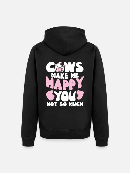 Cows Make Me Happy - Unisex Premium Organic Zip Hoodie - black