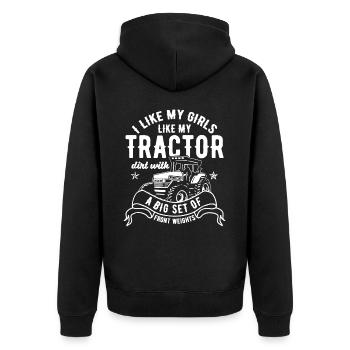 Farmer Tractors Shirt - Unisex Premium Organic Zip Hoodie - black - Back - Nico (187cm)