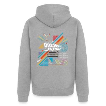 Back To The Future Logo With Delorean Time Machine - Unisex Premium Organic Zip Hoodie - heather grey - Back - Nico (187cm)
