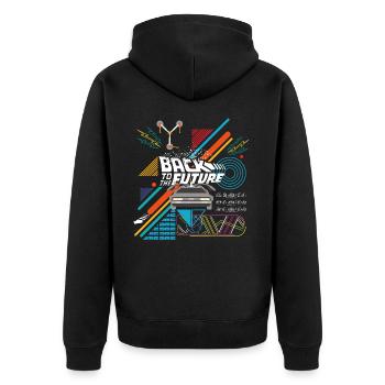 Back To The Future Logo With Delorean Time Machine - Unisex Premium Organic Zip Hoodie - black - Back - Nico (187cm)