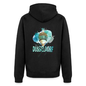 Düsseldorf Allemagne City Skyline Splash Coloré - Veste à capuche bio Premium Unisexe - noir - Dos - Nico (187cm)
