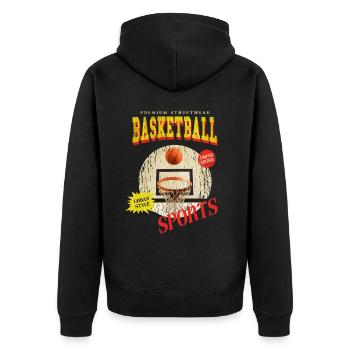 Basketball Basketballer Korb Dunking Sport Vintage - Unisex Premium Bio Zip Hoodie - Schwarz - Hinten - Nico (187cm)