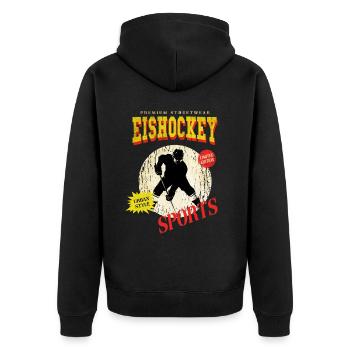 Eishockey Eishockeyspieler Spieler Vintage Retro - Unisex Premium Bio Zip Hoodie - Schwarz - Hinten - Nico (187cm)