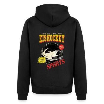 Ice Hockey Puck Ice Hockey Puck Vintage Retro - Unisex Premium Organic Zip Hoodie - black - Back - Nico (187cm)