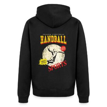 Handball Handball Player Handball Player Vintage Retro - Veste à capuche bio Premium Unisexe - noir - Dos - Nico (187cm)